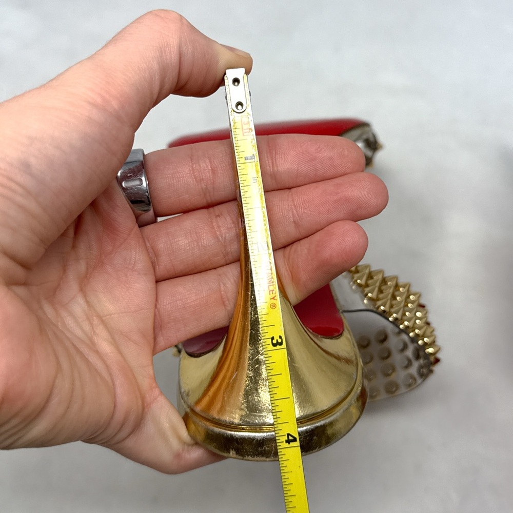 Christian Louboutin Spikes Only PVC Chrome Open Toe Mule Sandal Heels Gold 42 - Picture 14 of 16